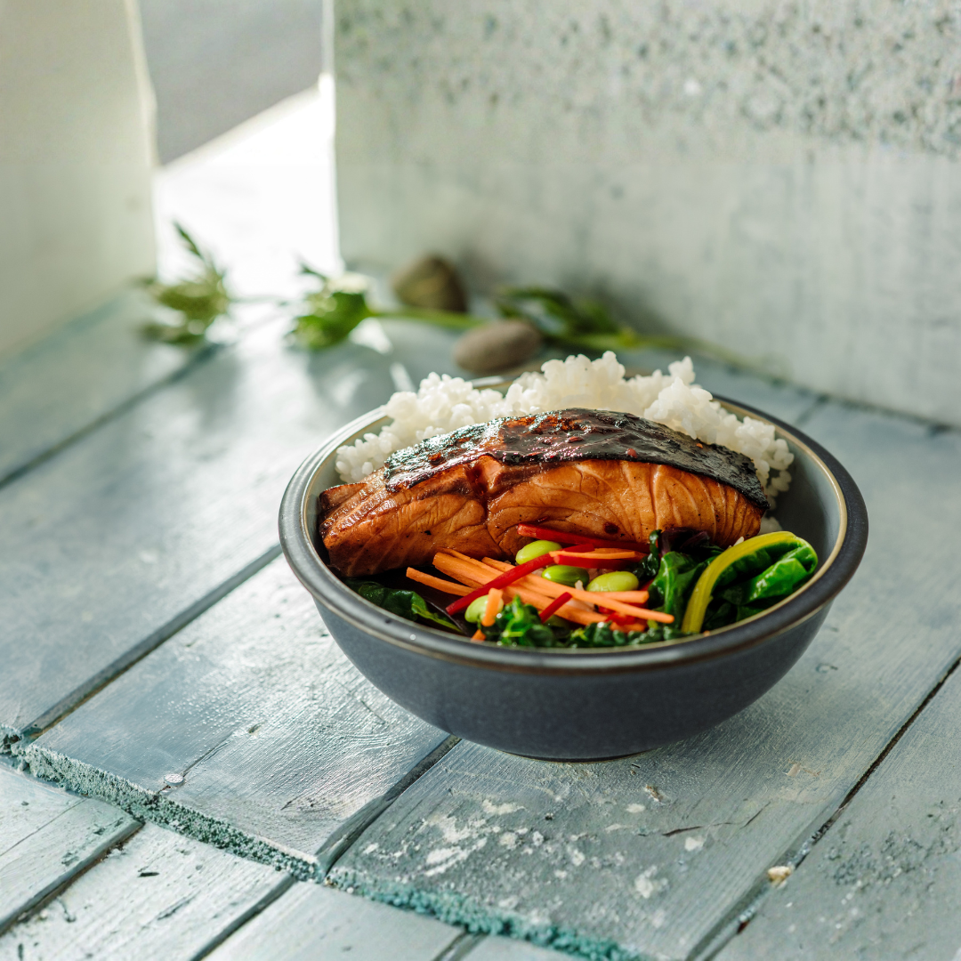 Teriyaki Lemon Pepper Salmon Bowl