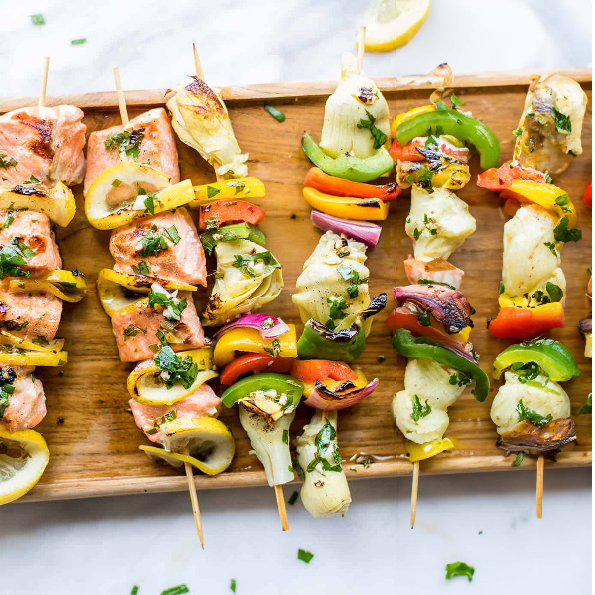 Mediterranean Grilled Salmon Skewers