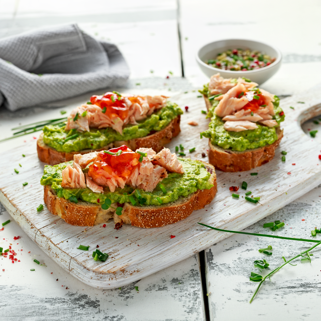 Avocado toast with hot smoked salmon